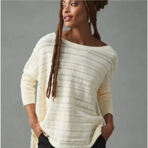 Anthropologie Pilcro Cream Textured Oversized Knit Sweater
